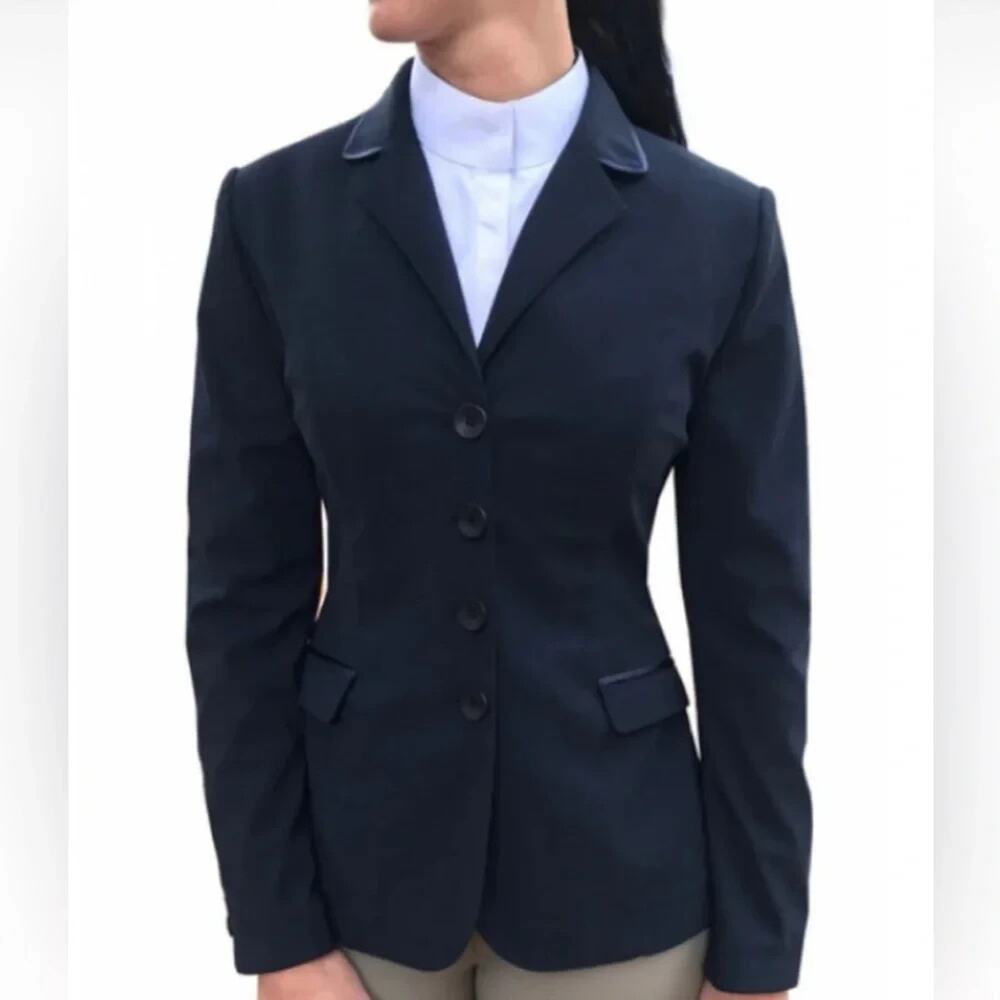Grand Prix Techlite Classic Jacket Navy Suede Collar 12S US 6 Short New w/Tags